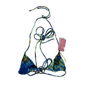 Kamari Swim Skye Triangle Tie Bikini Top in Blue